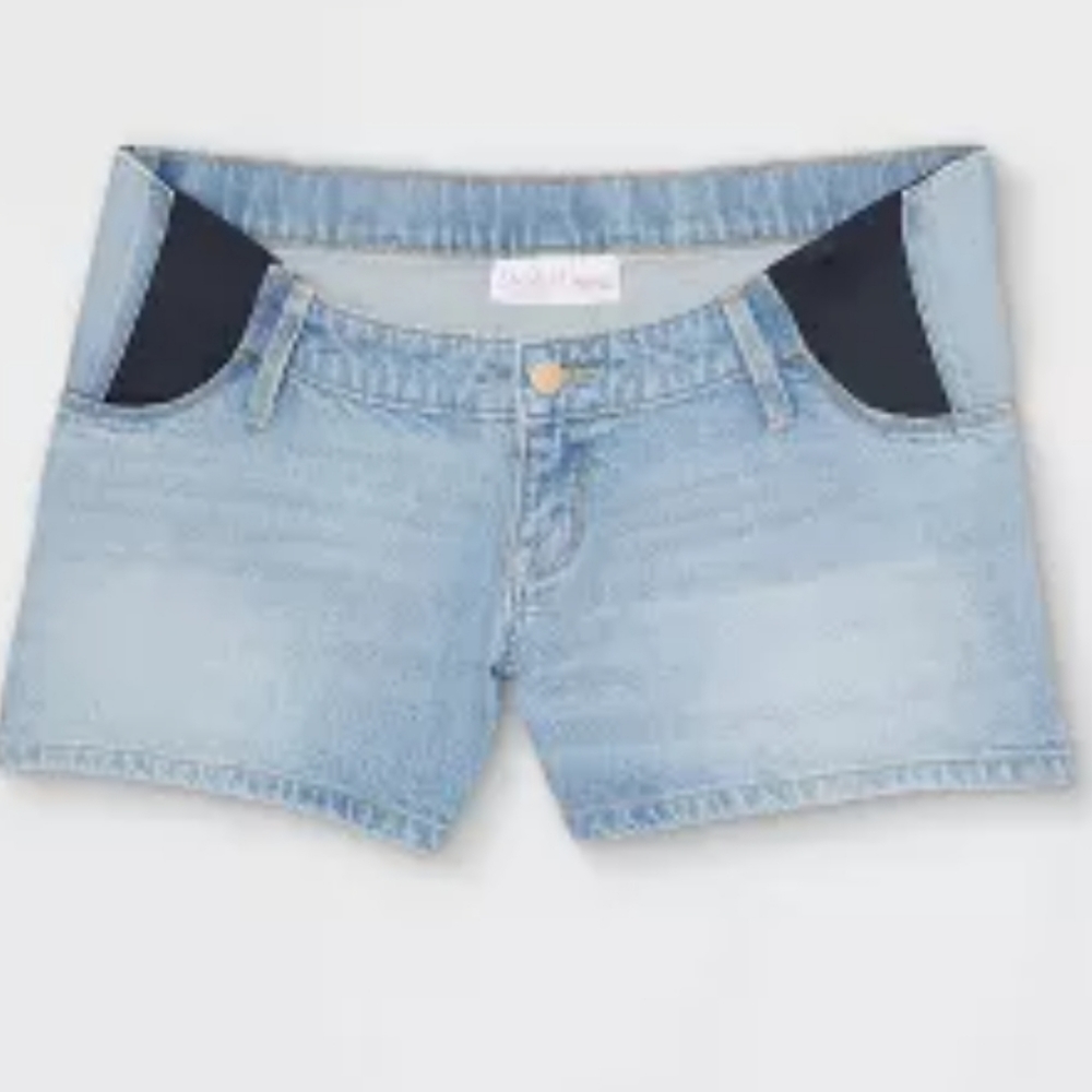Isabel Maternity Side Panel Midi Maternity Jean Shorts